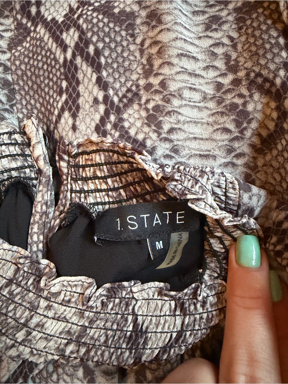 Snake Print Ruffle Dress - Gray - Picture 5 of 6